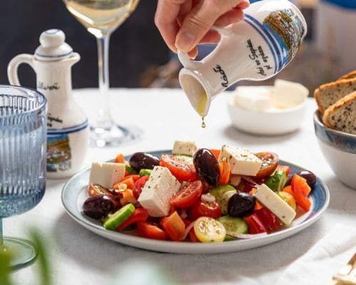 Plate Healthy Feta Greek Salad Food Tomato Salad