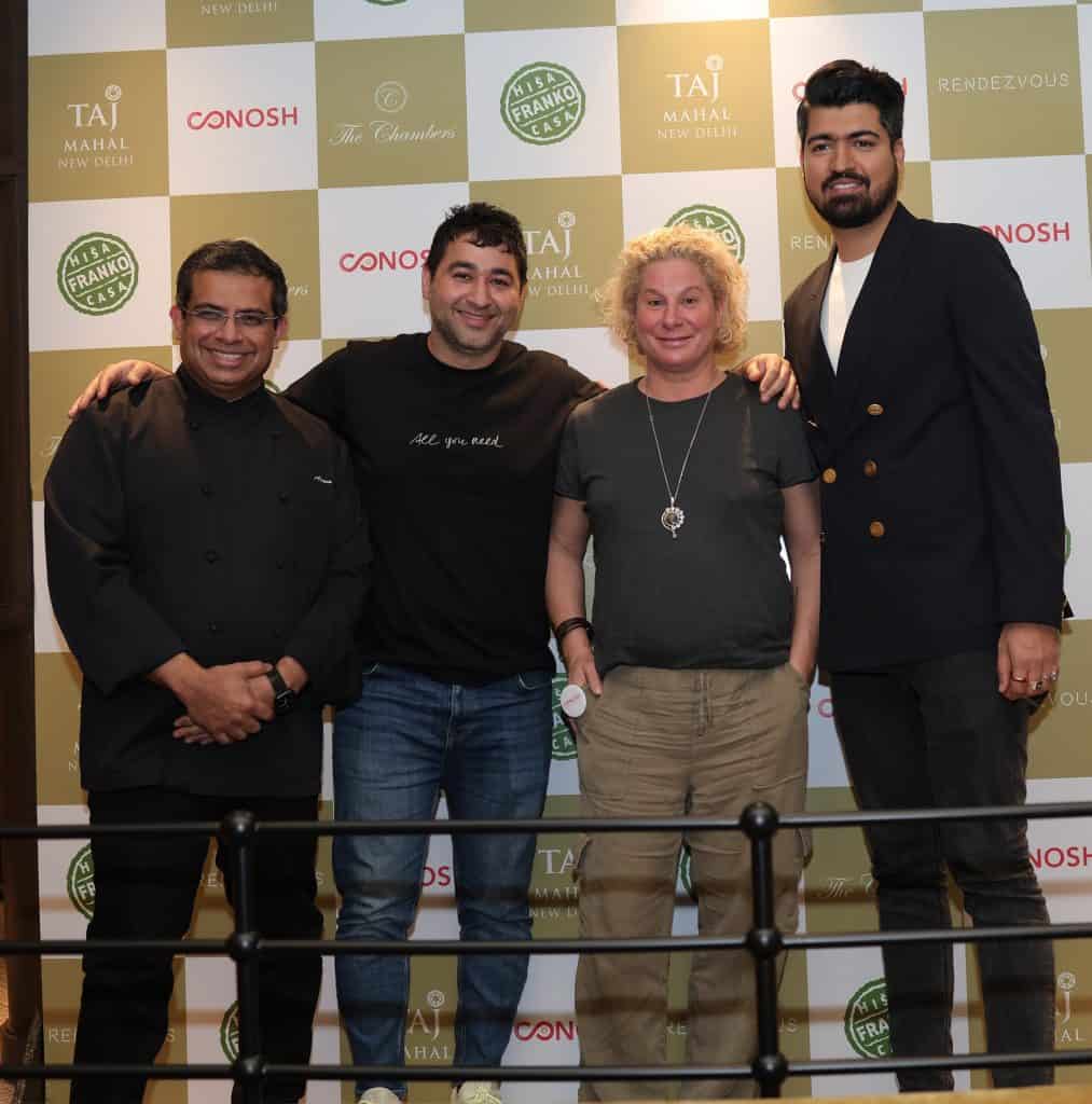 R to L - Chef Arun Sundararaj, Director of Culinary Operations, Taj Mahal New Delhi, Prateek Sadhu, Chef Ana Ros and Vaibhav Bahl, CEO of Conosh at Taj Mahal, New Delhi 