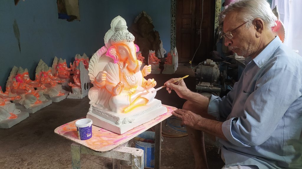 Artisan making Ganesh idol Goa