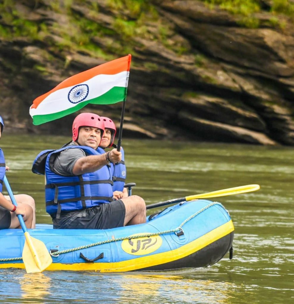 Shri Rohan Khaunte ( Goa Tourism Minister) enjoying White water rafting 