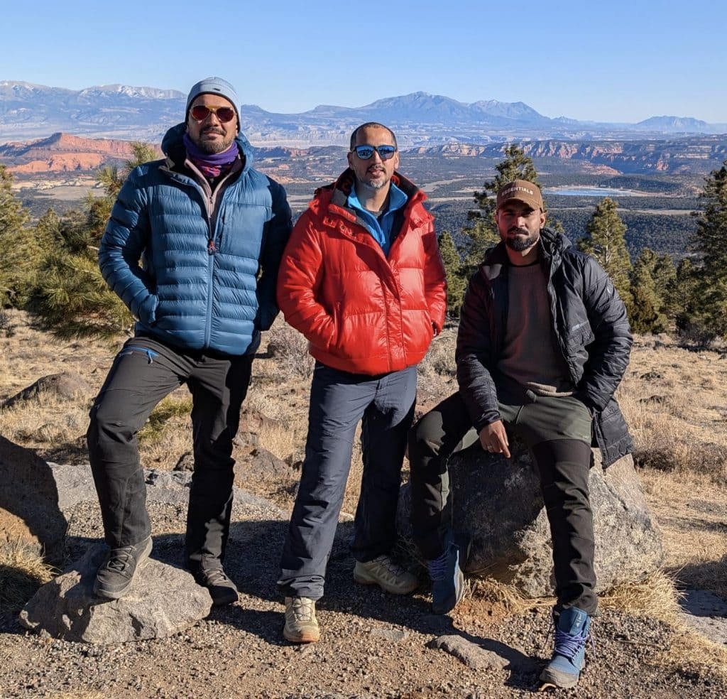 Sufail Husain, Co-founder of JourneyLabel (center), with Actor Abhinav Shukla (left) and Choreographer Salman Yusuff Khan (right) in Utah