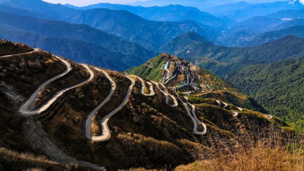 Curvy roads of Sikkam, part of the Silk Route 