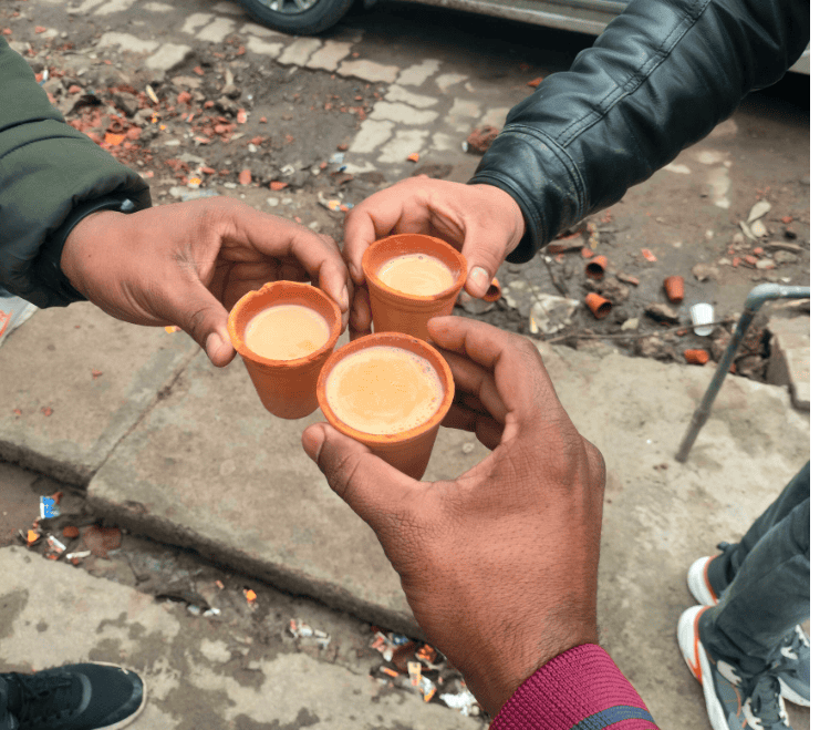 Cutting Chai are shots of masala chai in earthenware or short glasses